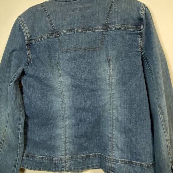 Duplex Tyte Jean Jacket Women's Size L Medium Wash Denim Button Embroidered - Picture 8 of 11